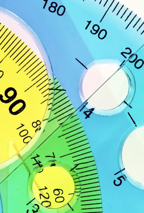 A close up of the sides of an angle meter