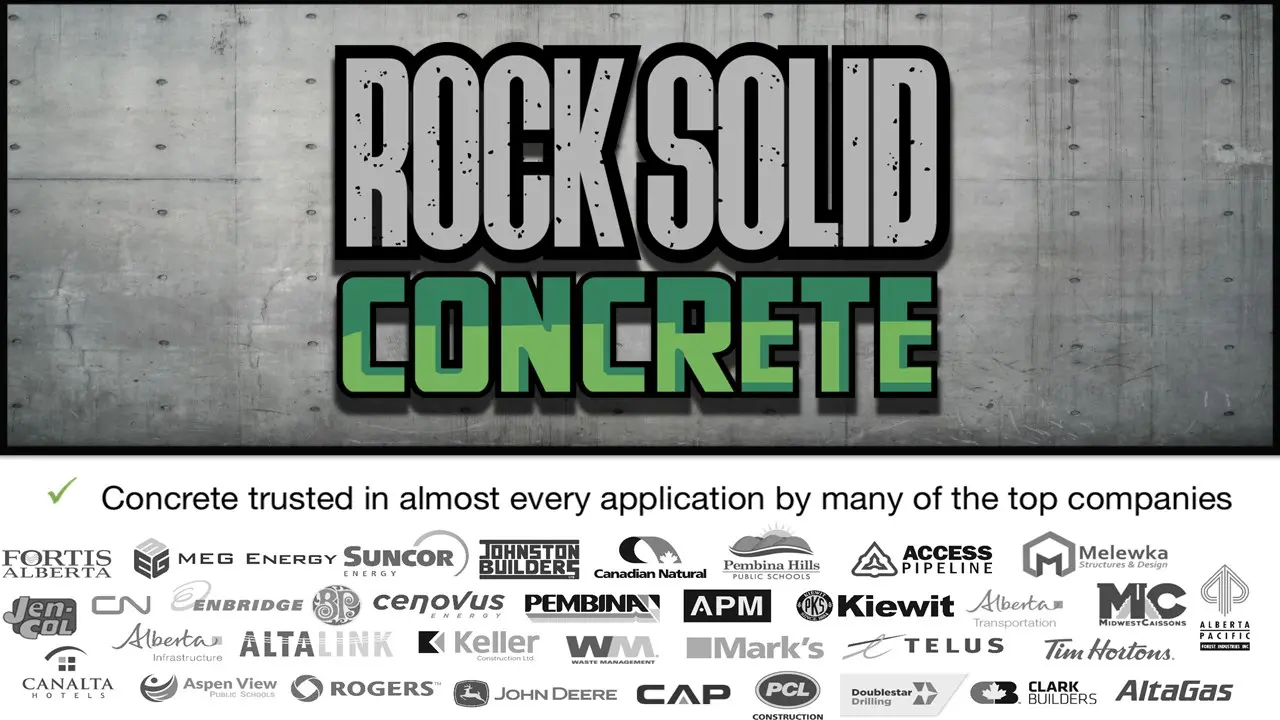 A concrete logo with many different companies on it.